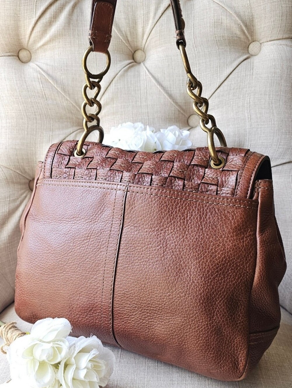 Coach Legacy Bleeker Woven Leather Sachel Handbag ( Brown ) # 12364 - Picture 2 of 15